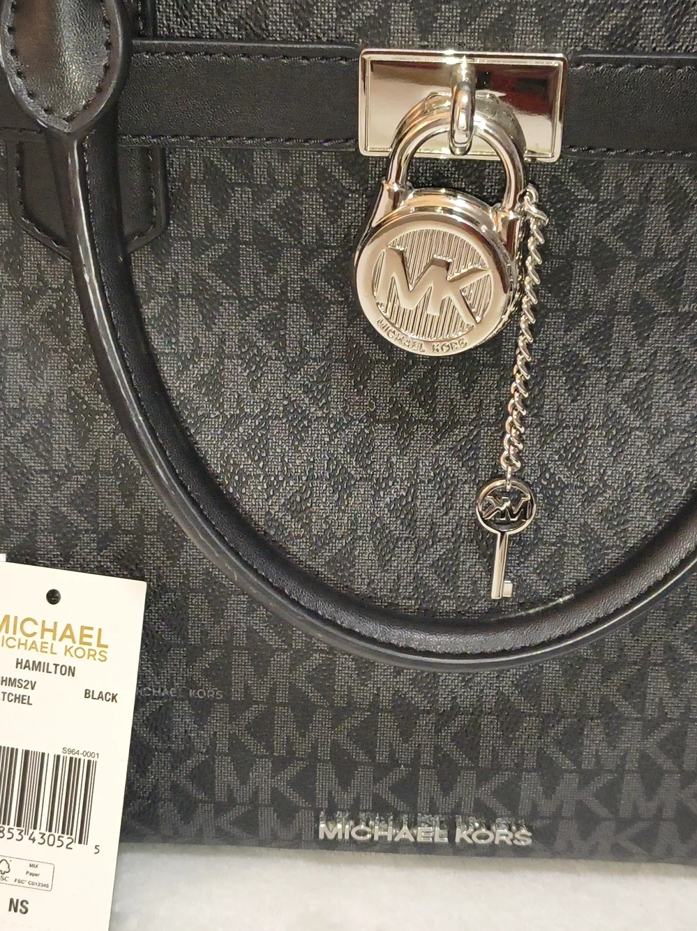 Michael Kors Black Zebra-Accent Tote Bag Includes Wallet Keychain - Picture 7 of 14